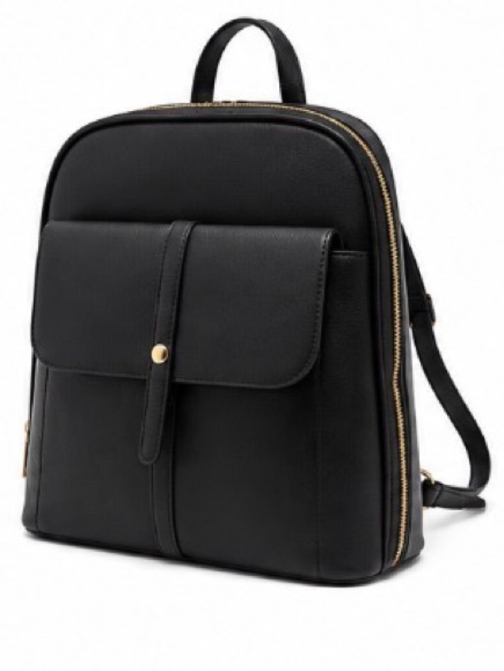 Miztique Black Faux Leather Backpack with Front Flap Pocket NEW WITHOUT TAG - Picture 2 of 11